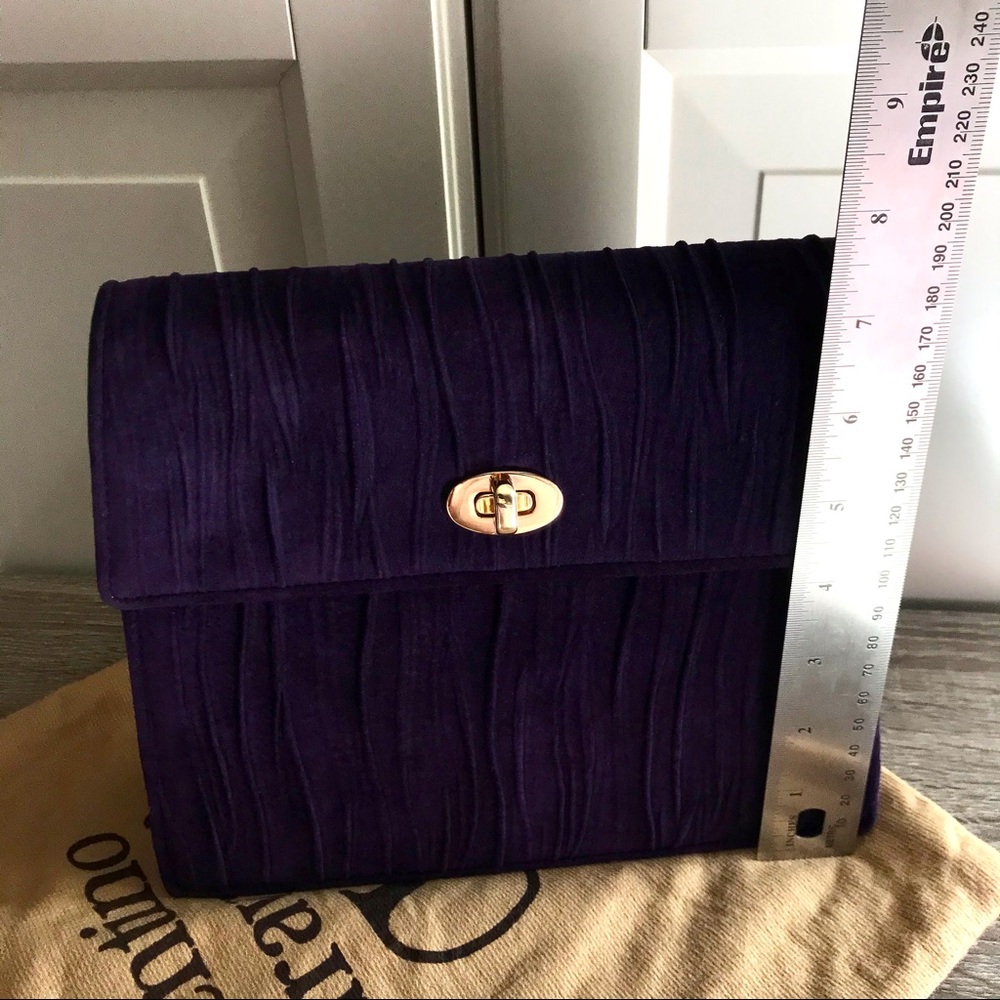 Valentino Purple Suede Chain Link Purse - Picture 7 of 14